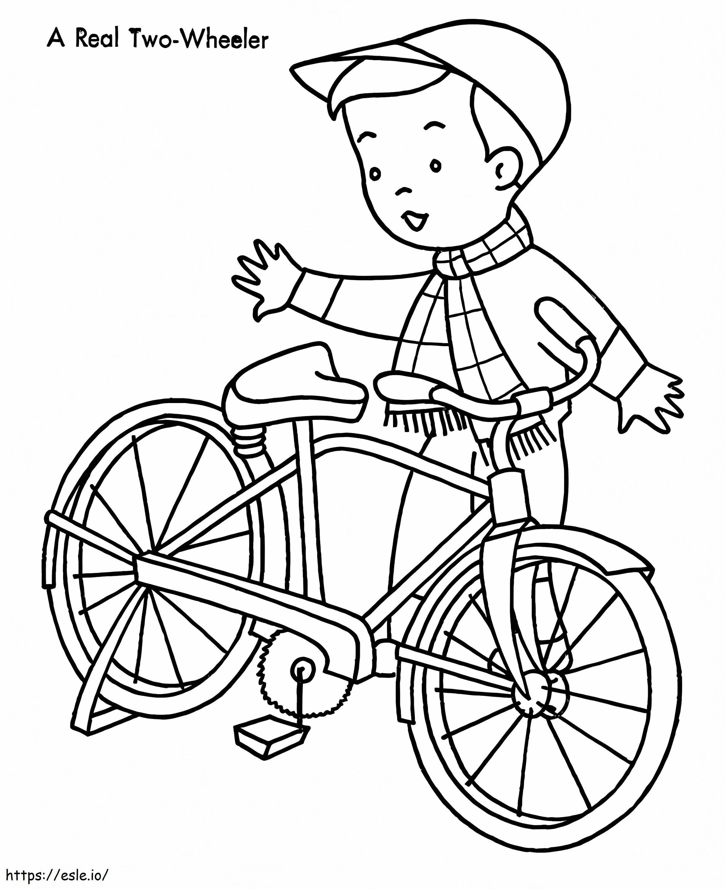 niño y su bicicleta para colorear