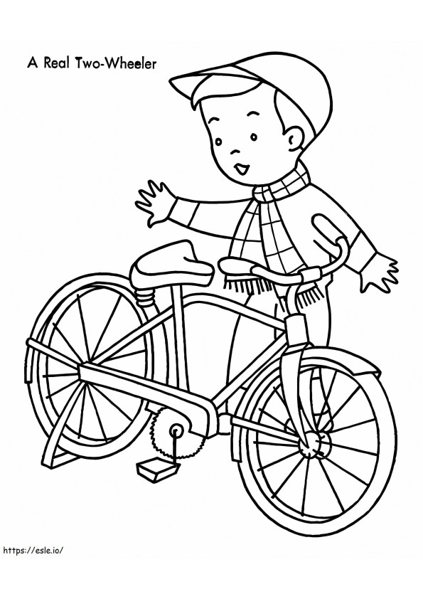 Ragazzo e la sua bicicletta da colorare