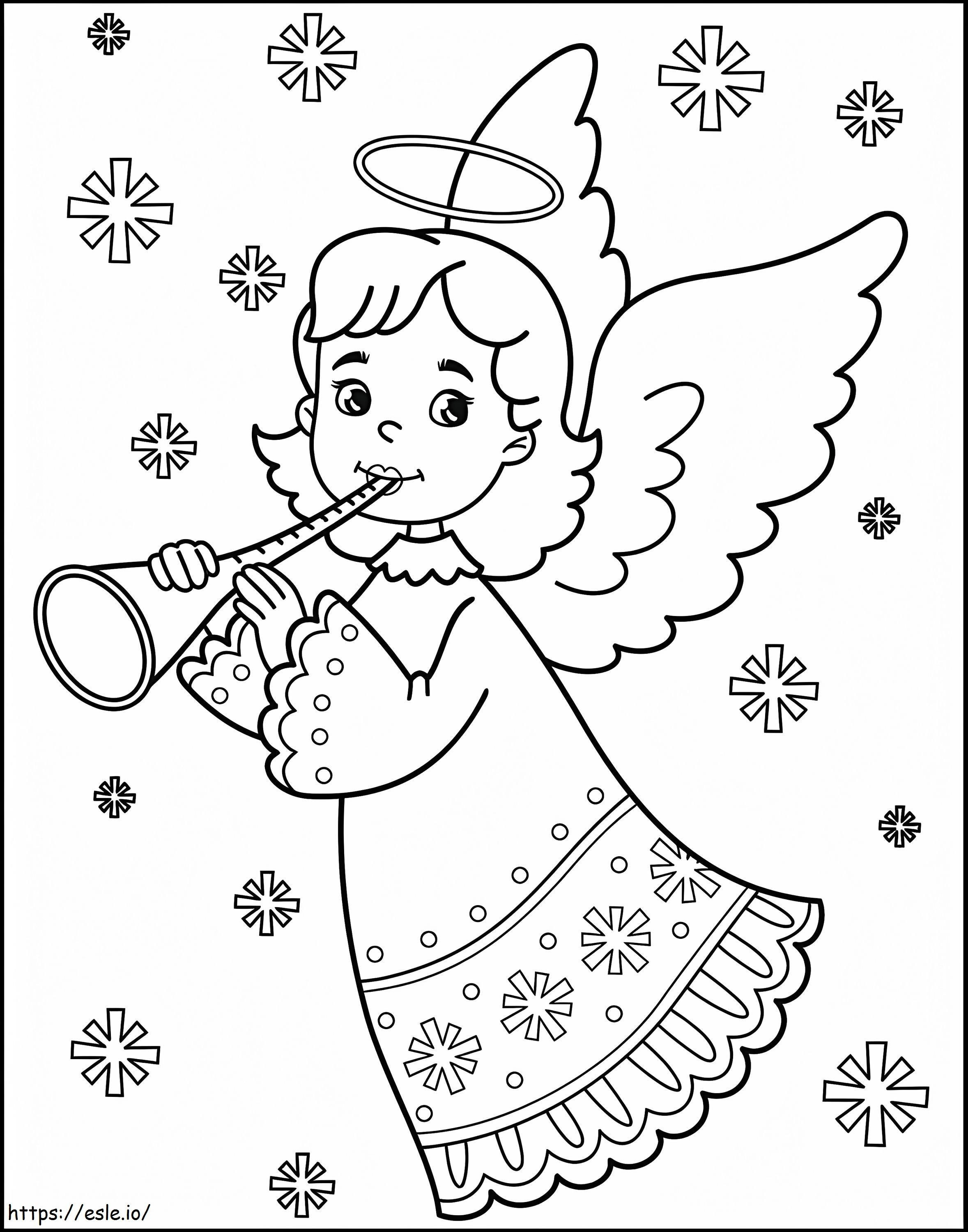 Coloriage Ange de Noël mignon à imprimer dessin