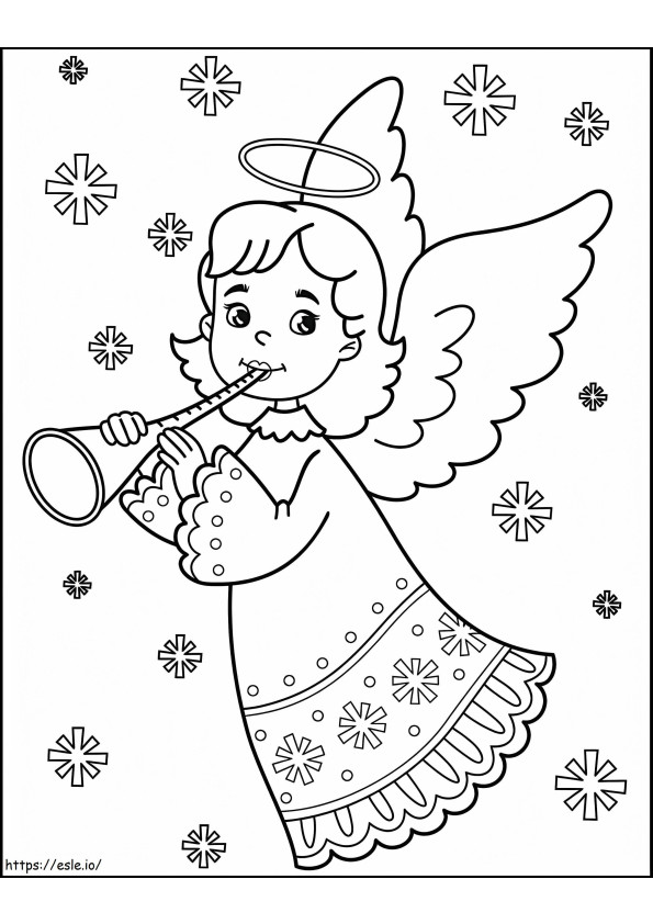 Coloriage Ange de Noël mignon à imprimer dessin