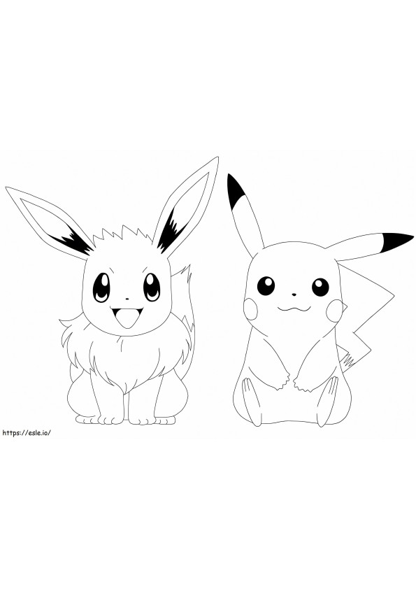 Eevee And Pikachu coloring page