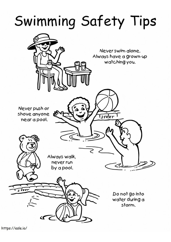 Swimming Safety Tips coloring page