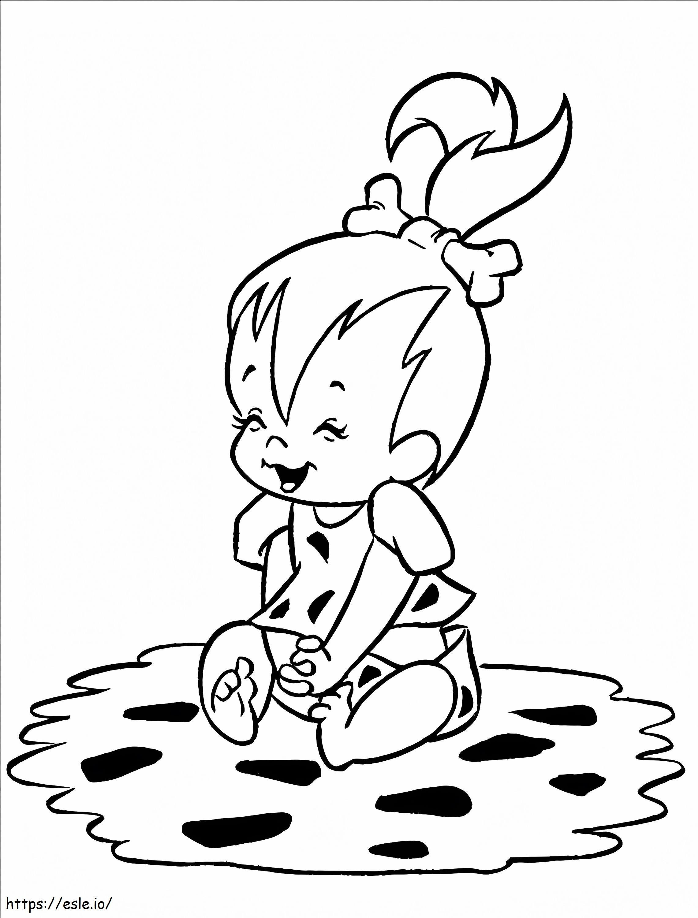 Happy Pebbles Flintstone coloring page