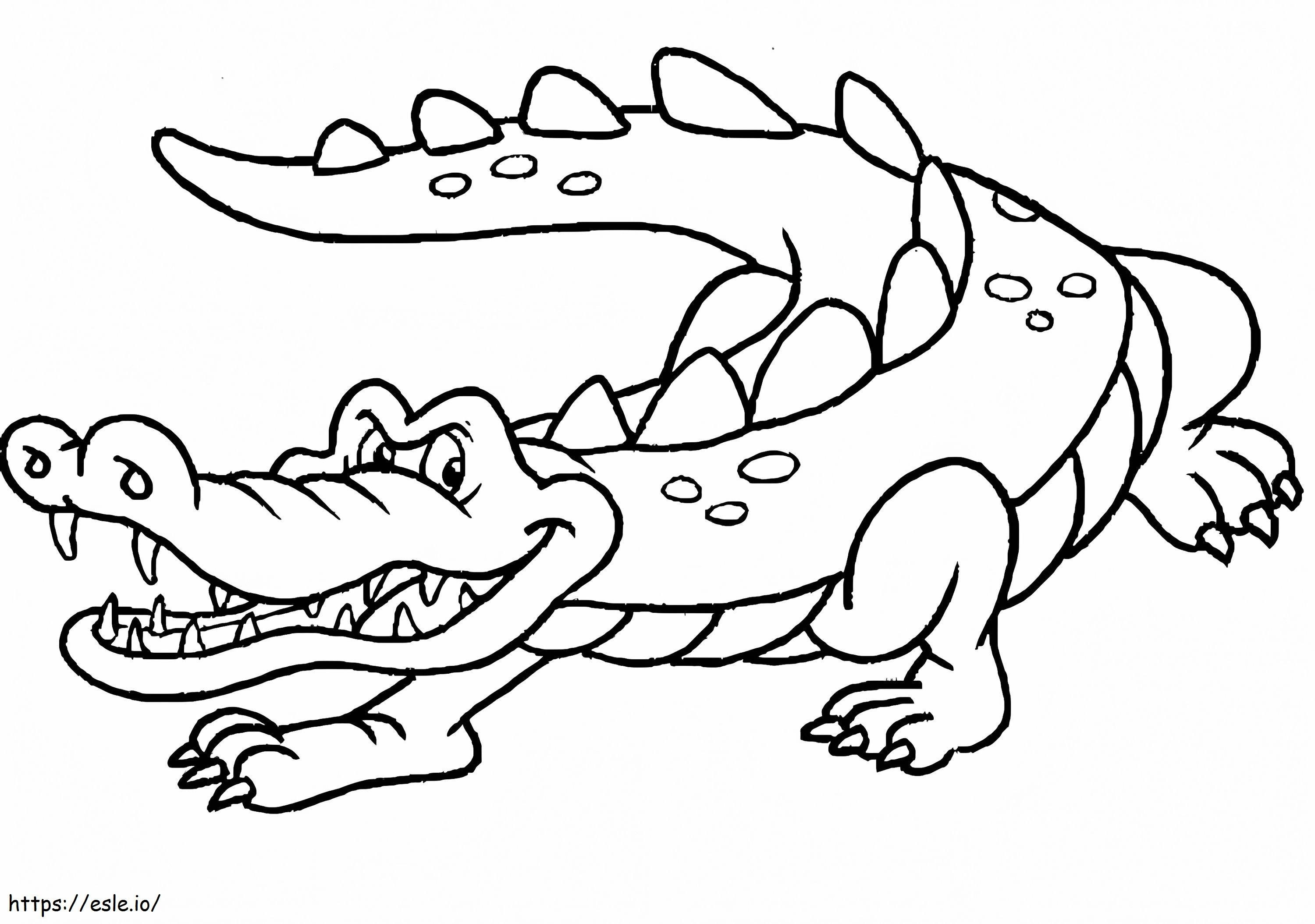 Animoitu krokotiili värityskuva