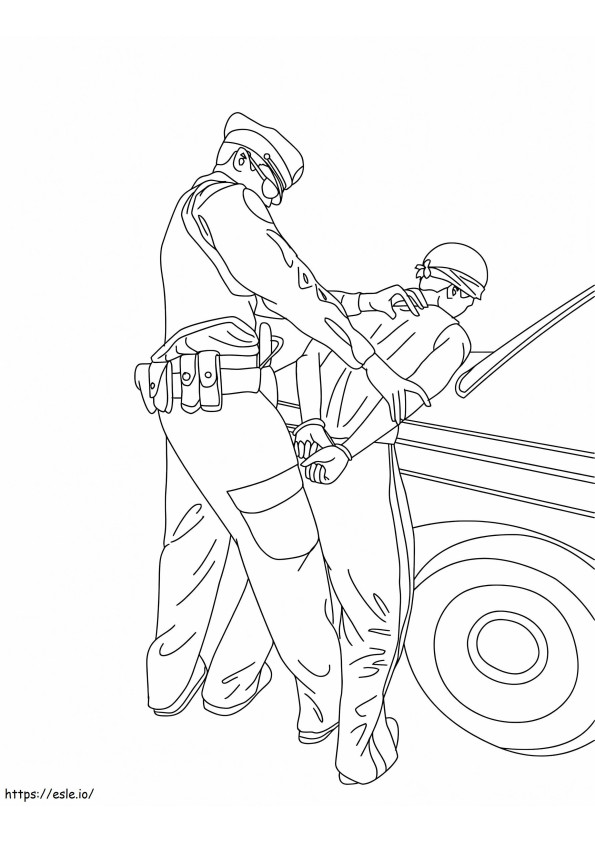 Criminals Handcuffed Police coloring page