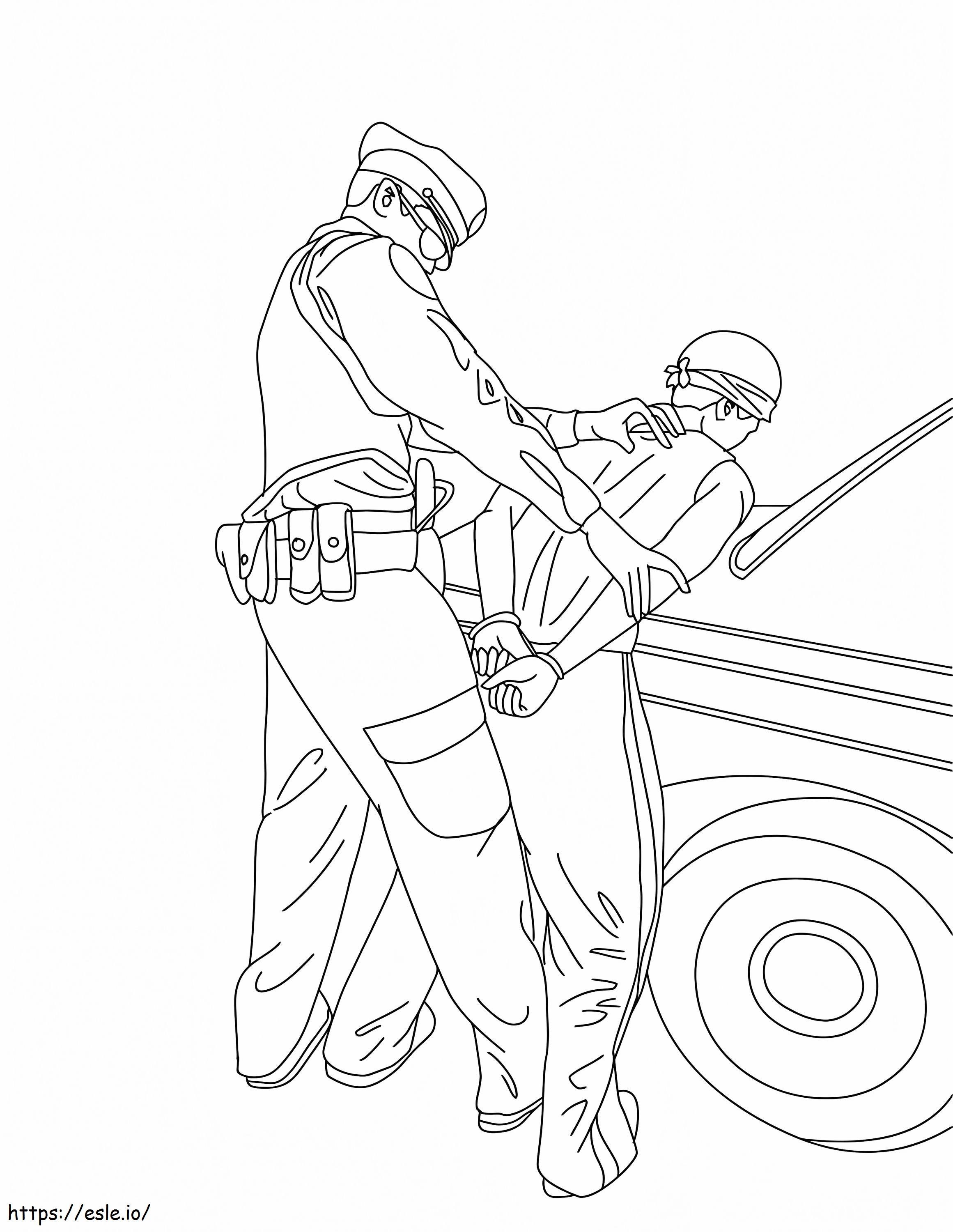 Criminals Handcuffed Police coloring page