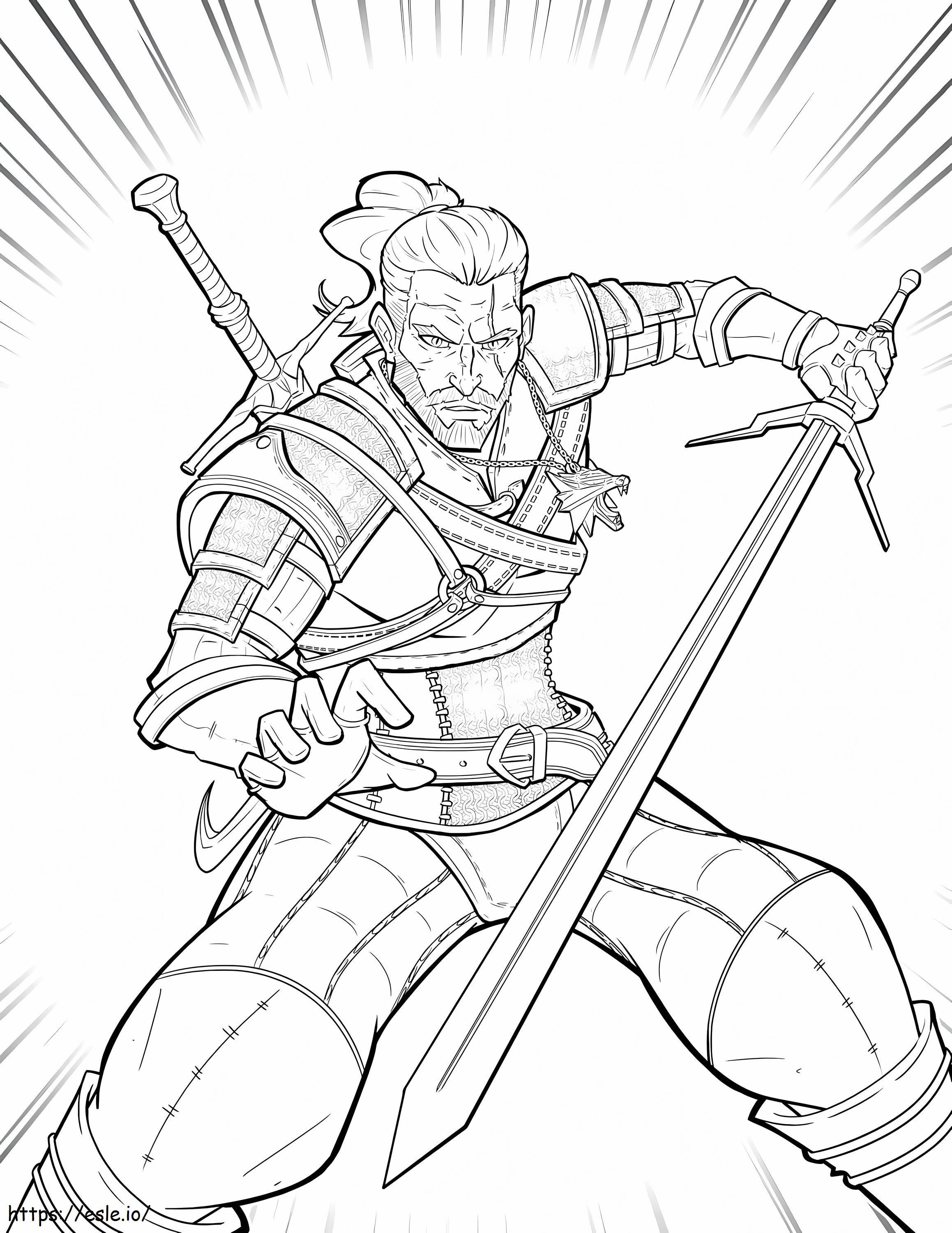 Geralt yang keren Gambar Mewarnai
