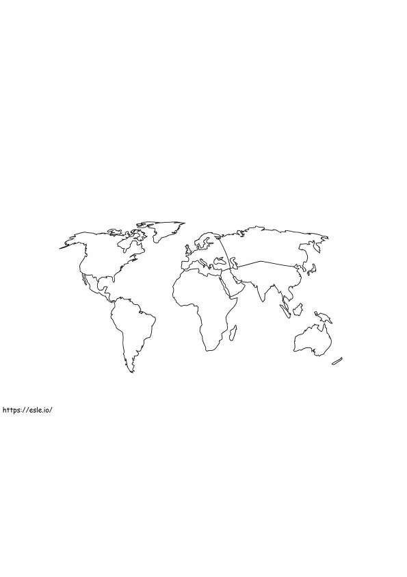 Üres világtérkép színező oldalak kifestő