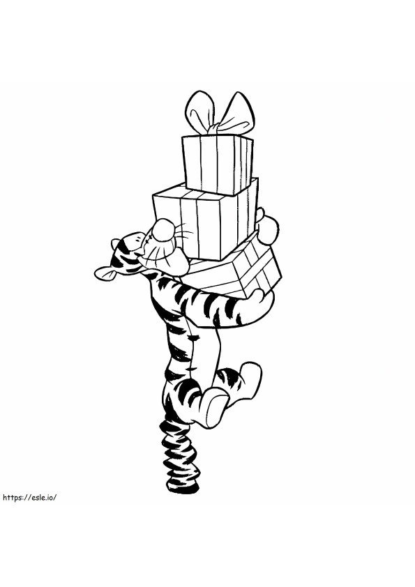 Tigger With Gifts coloring page