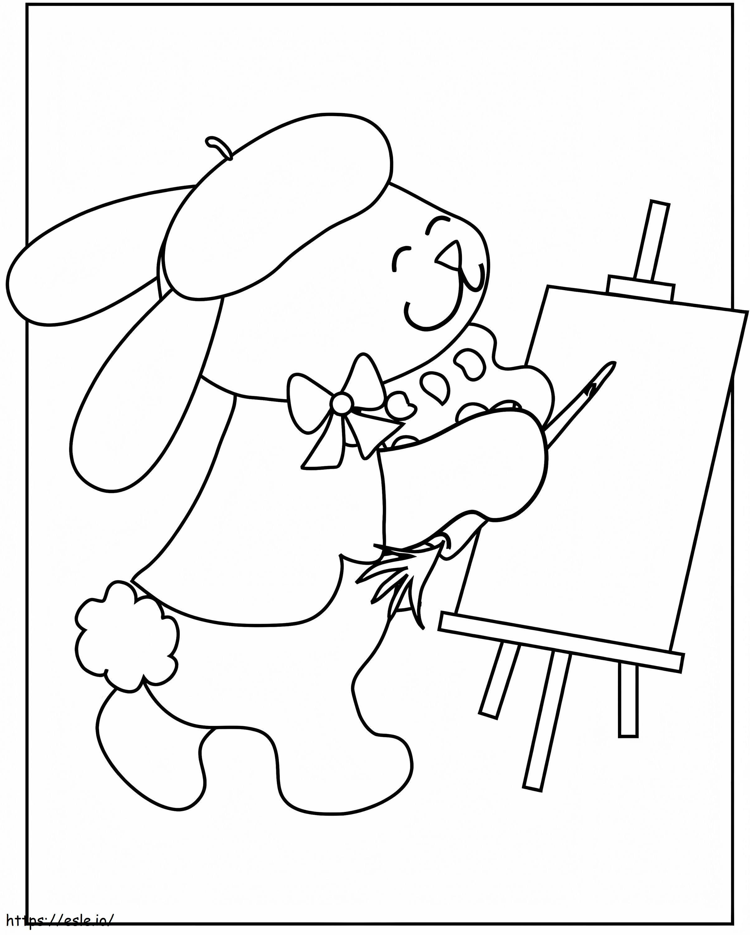 Coloriage Artiste lapin à imprimer dessin