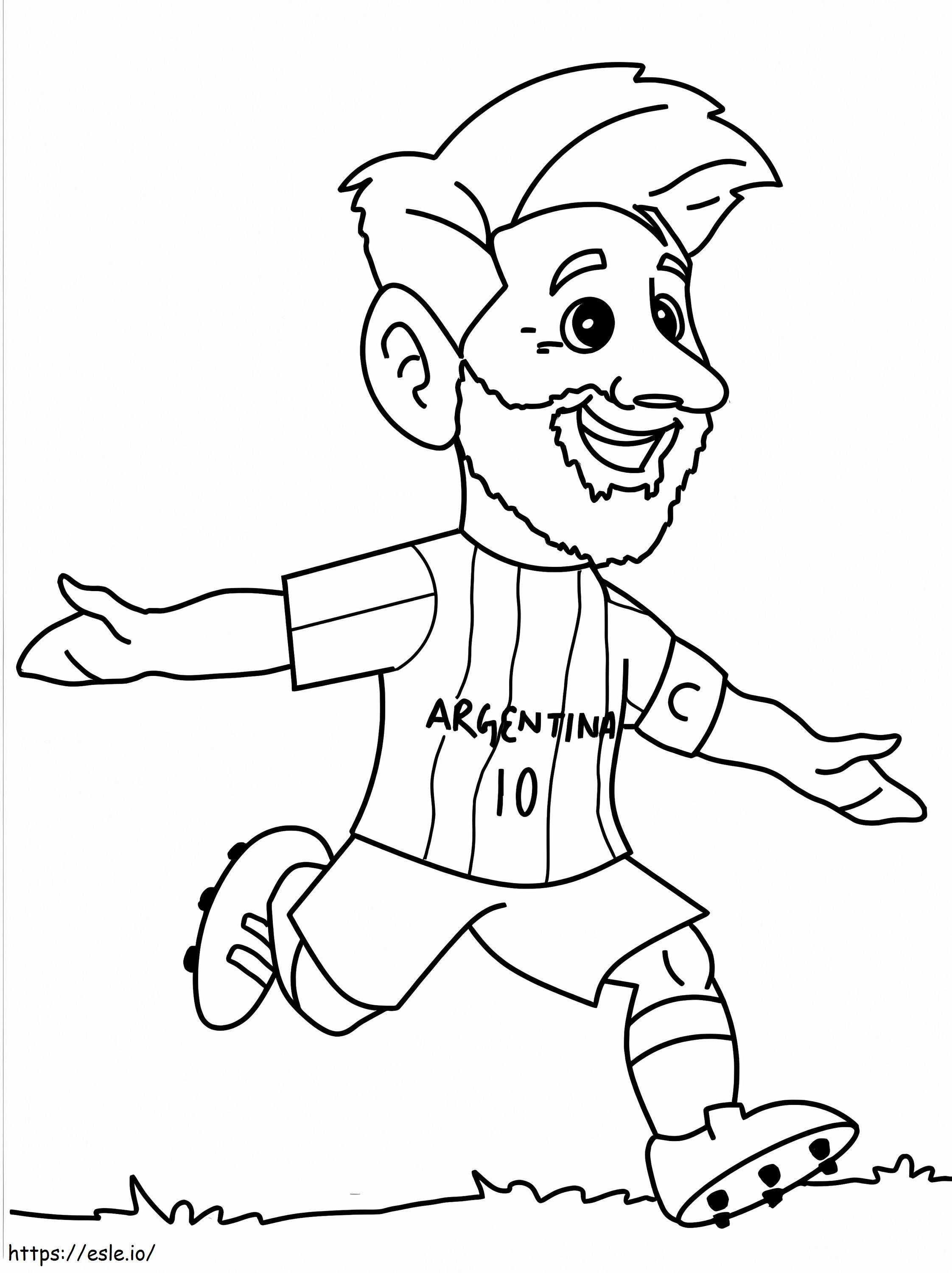 Coloriage Joyeux Chibi Lionel Messi en cours d'exécution à imprimer dessin