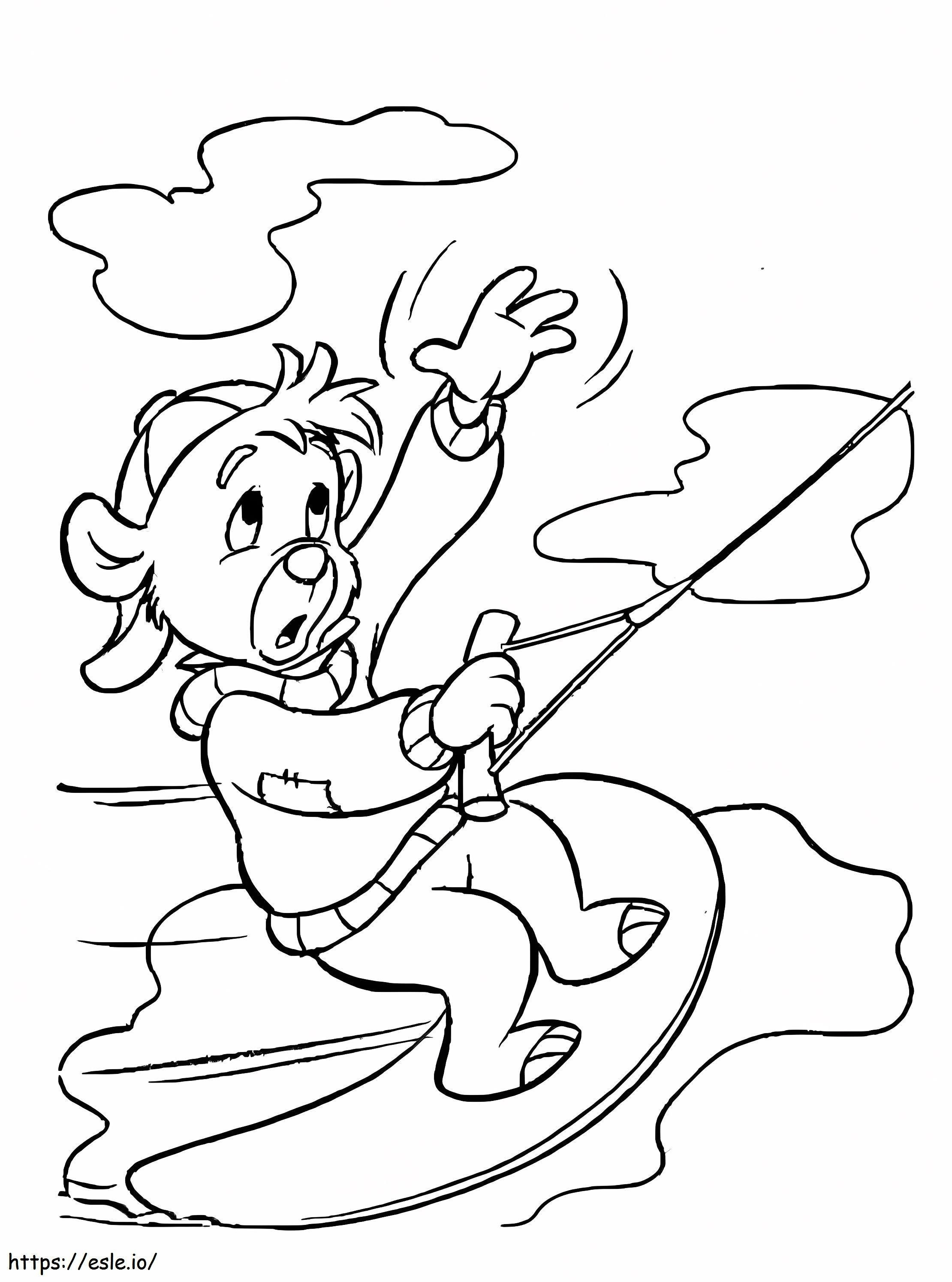 漫画のクマのサーフィン ぬりえ - 塗り絵