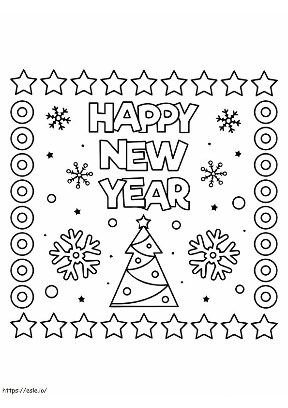 Elegant Happy New Year Coloring Page coloring page