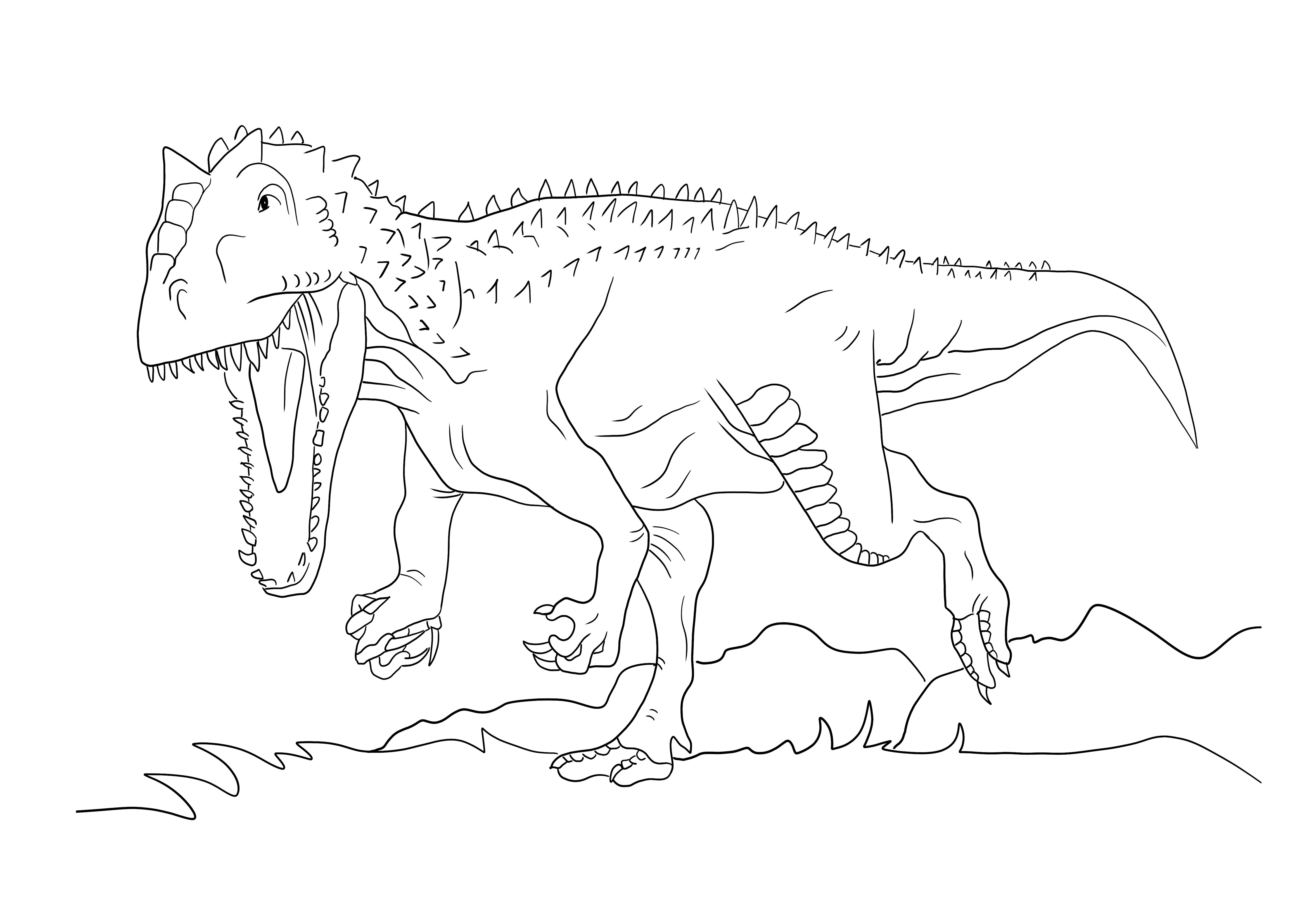 Jurassic park indominus rex free coloring page to print and download