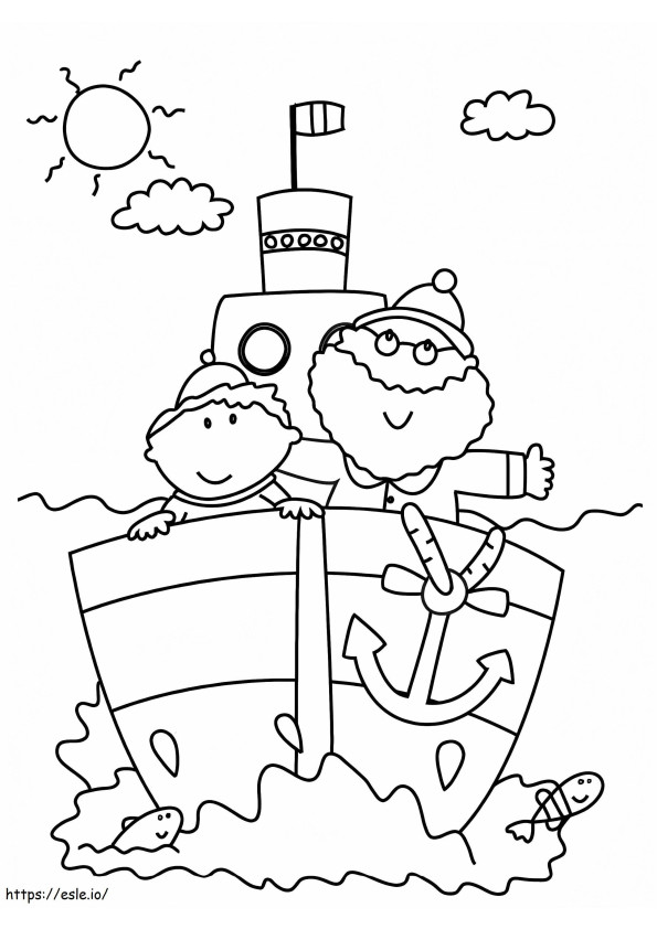Father And Son On The Train coloring page