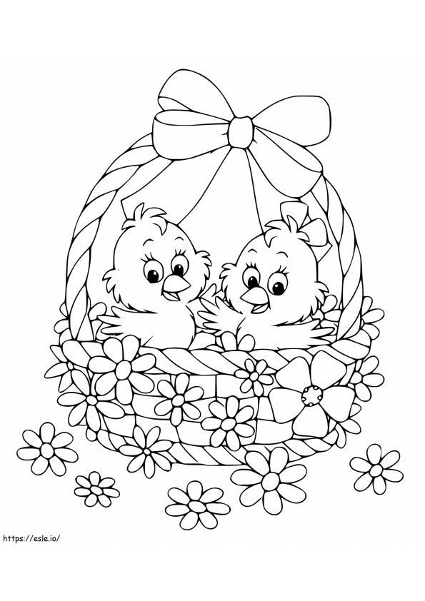 Coloriage Adorables poussins de Pâques à imprimer dessin