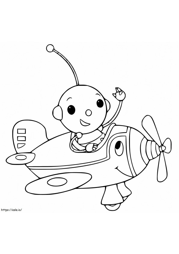 Olie Polie And Cute Plane coloring page