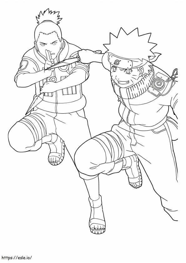 Coloriage Shikamaru et Naruto à imprimer dessin