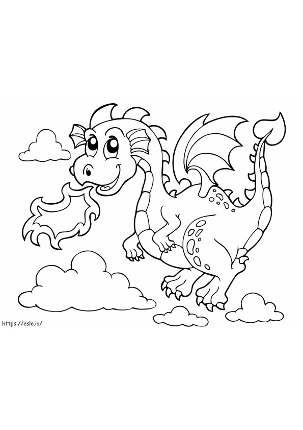 Coloriage Dragon cracheur de feu à imprimer dessin