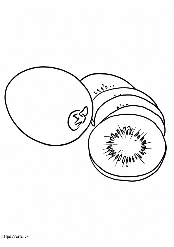 Coloriage Un kiwi et des tranches de kiwis à imprimer dessin