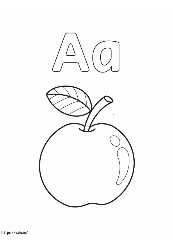 文字Aとリンゴ ぬりえ - 塗り絵