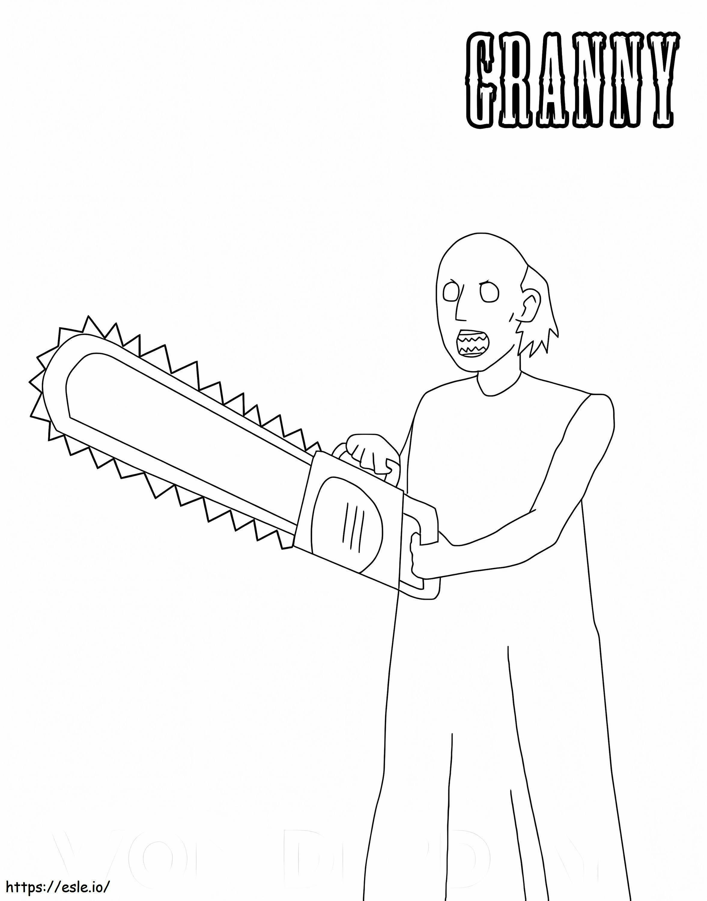 Granny With Chainsaw coloring page