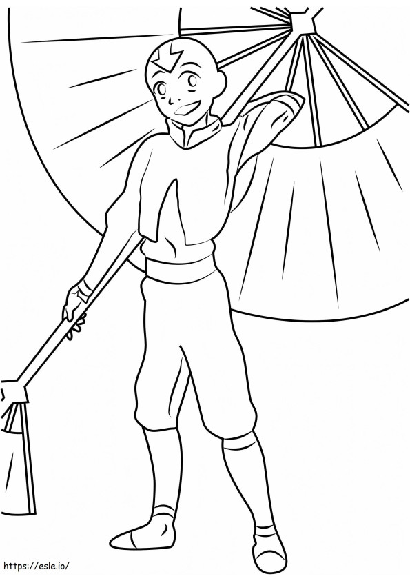 Coloriage 1532491257 Happy Aang avec parapluie A4 à imprimer dessin