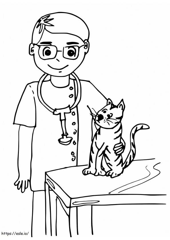 Coloriage Vétérinaire pour chats à imprimer dessin