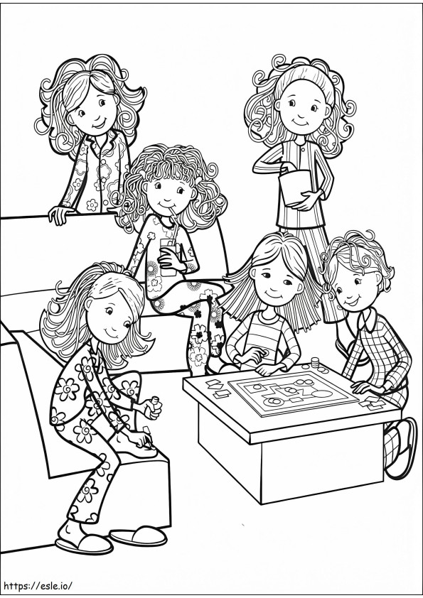 Groovy Girls Playing Board Game coloring page