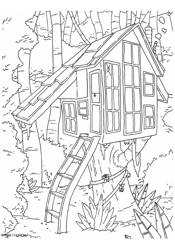 Domek na drzewie do druku kolorowanka