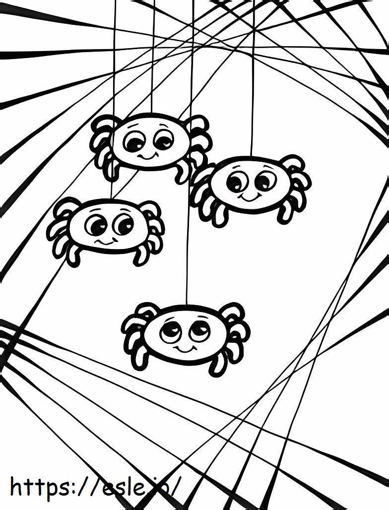 4 匹の赤ちゃんクモ ぬりえ - 塗り絵