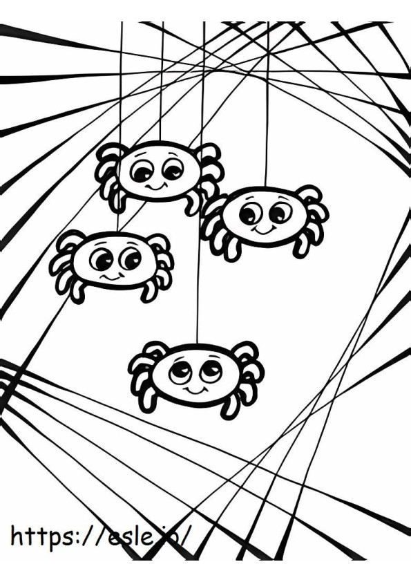 4 匹の赤ちゃんクモ ぬりえ - 塗り絵