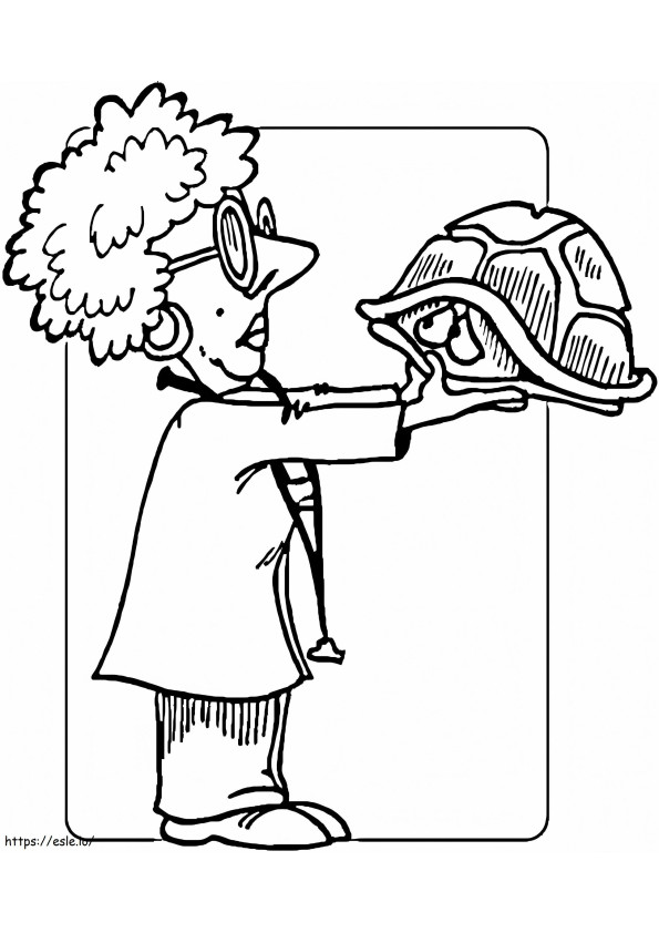Veterinarian And A Turtle coloring page
