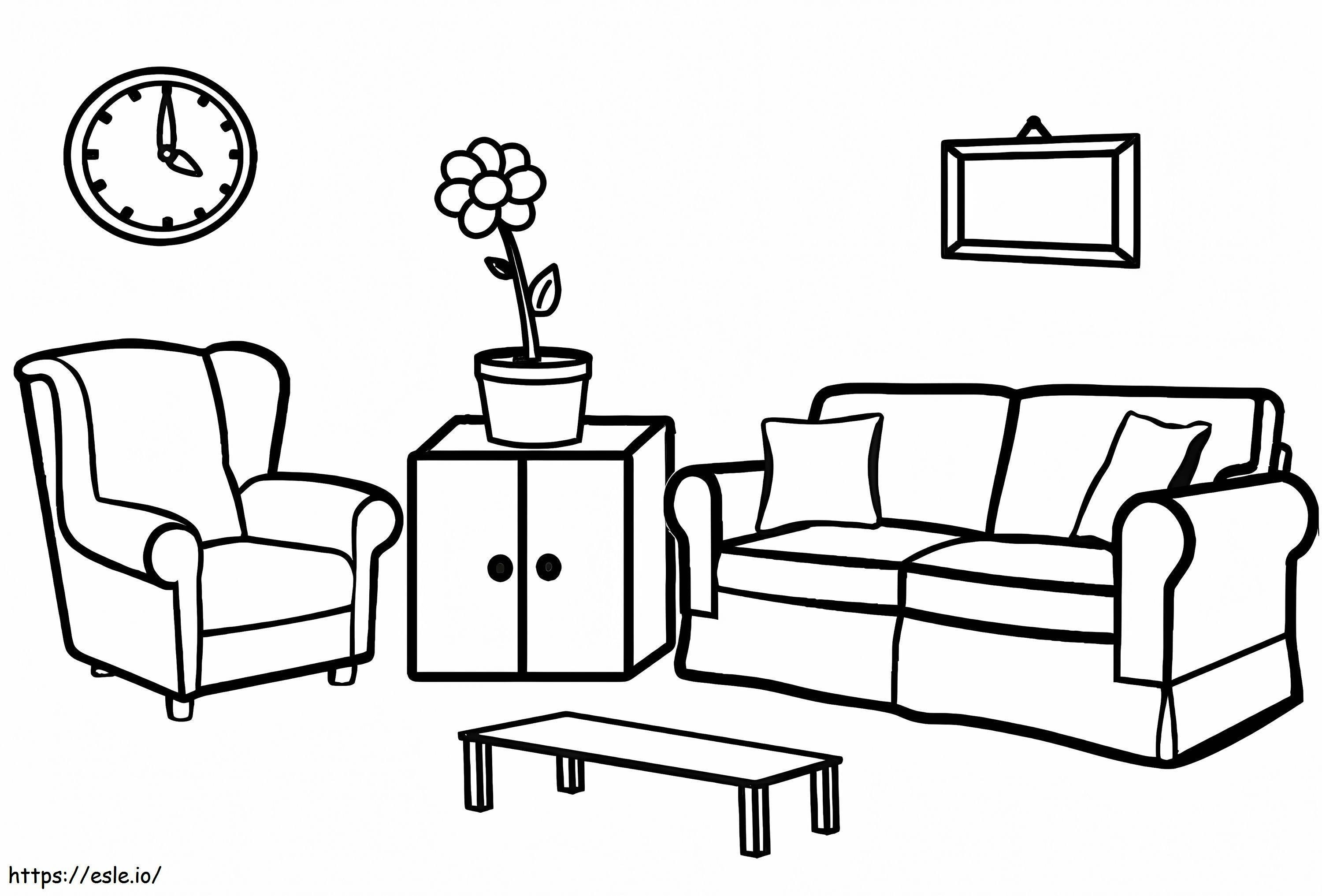 Simple Living Room coloring page