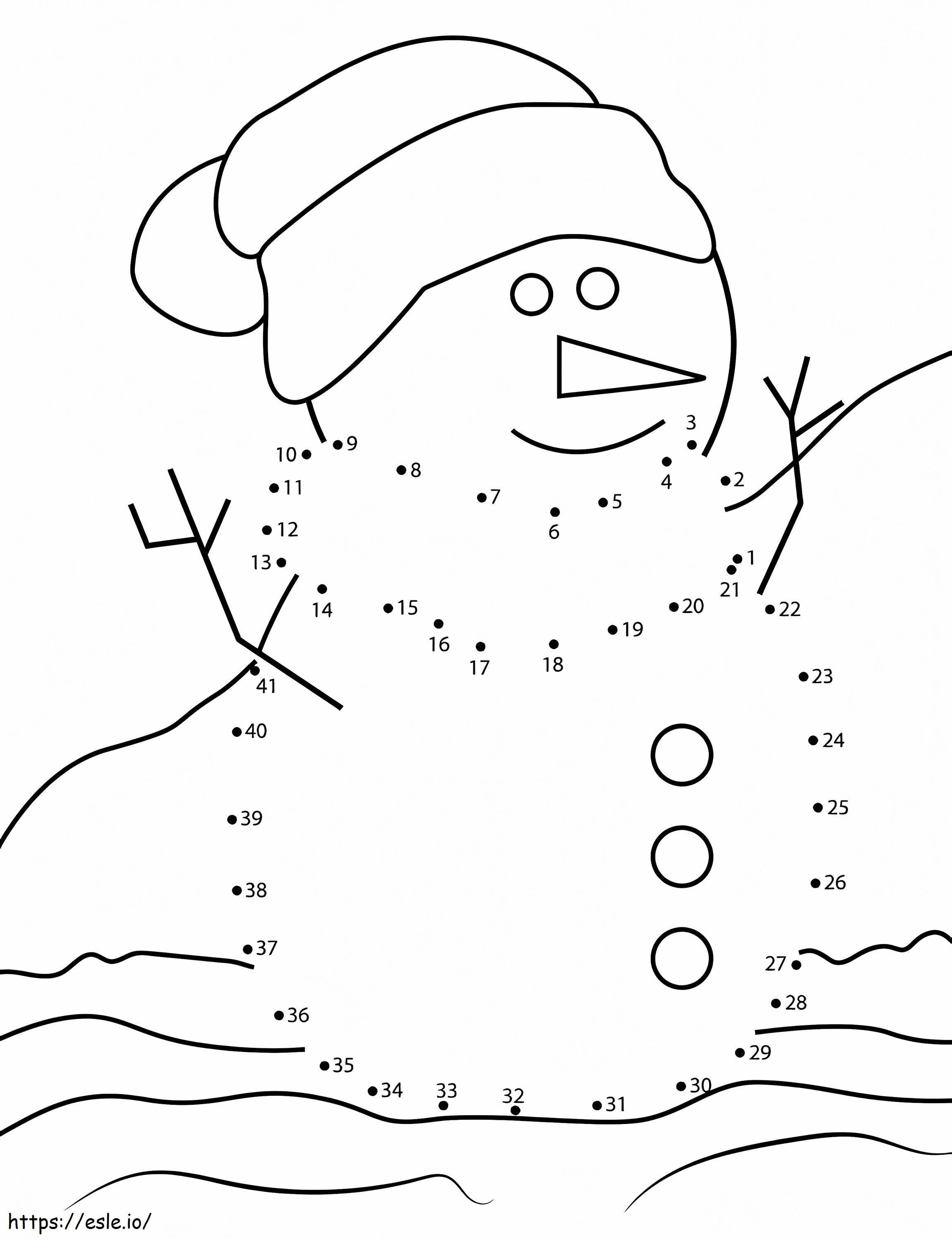 Coloriage Bonhomme de neige relie les points à imprimer dessin