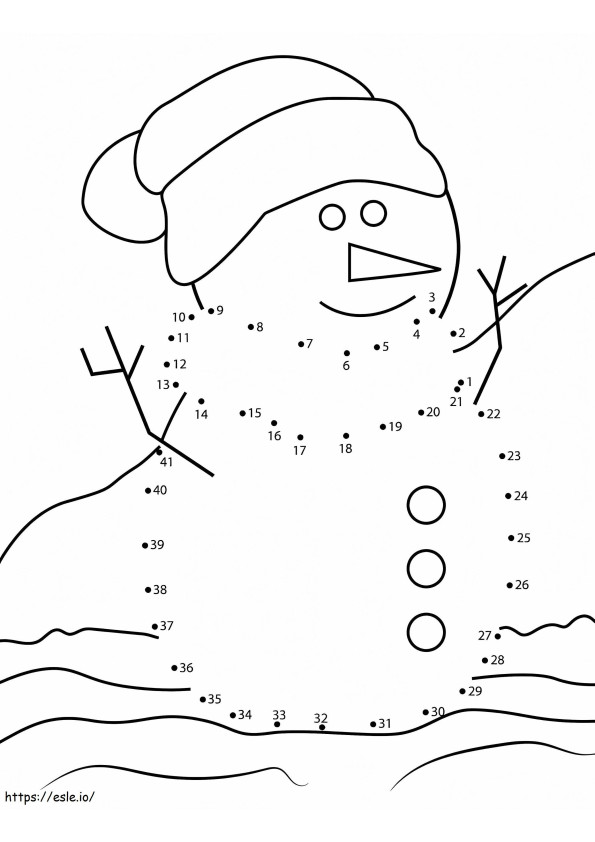 Omul de zăpadă Conectați punctele de colorat