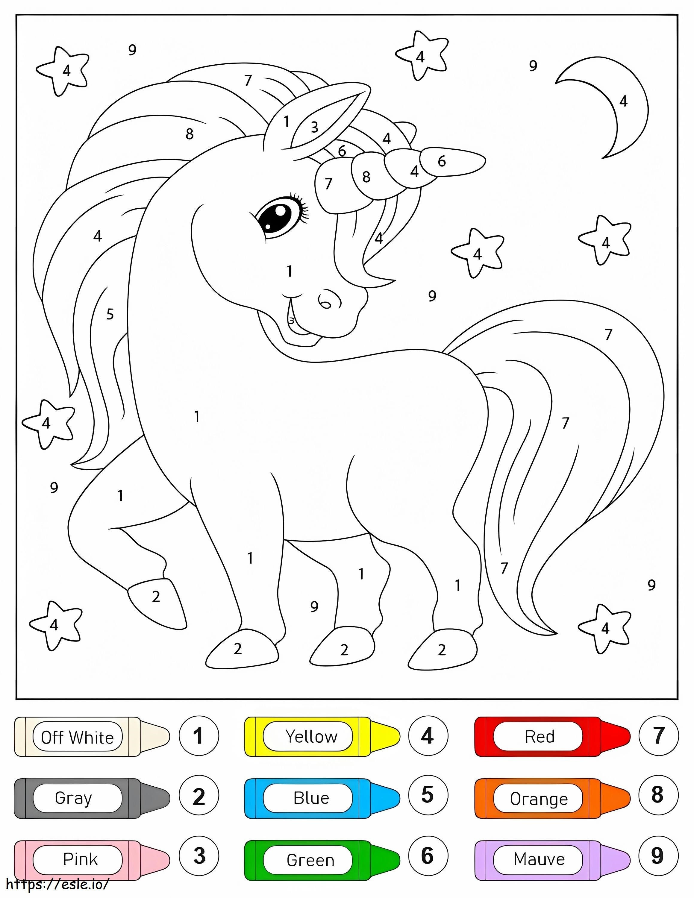 Stunning Unicorn Color By Number coloring page