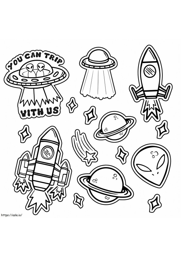 Space Stickers coloring page