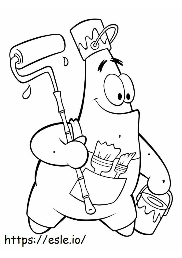 Patrick Star With Painting Tools coloring page