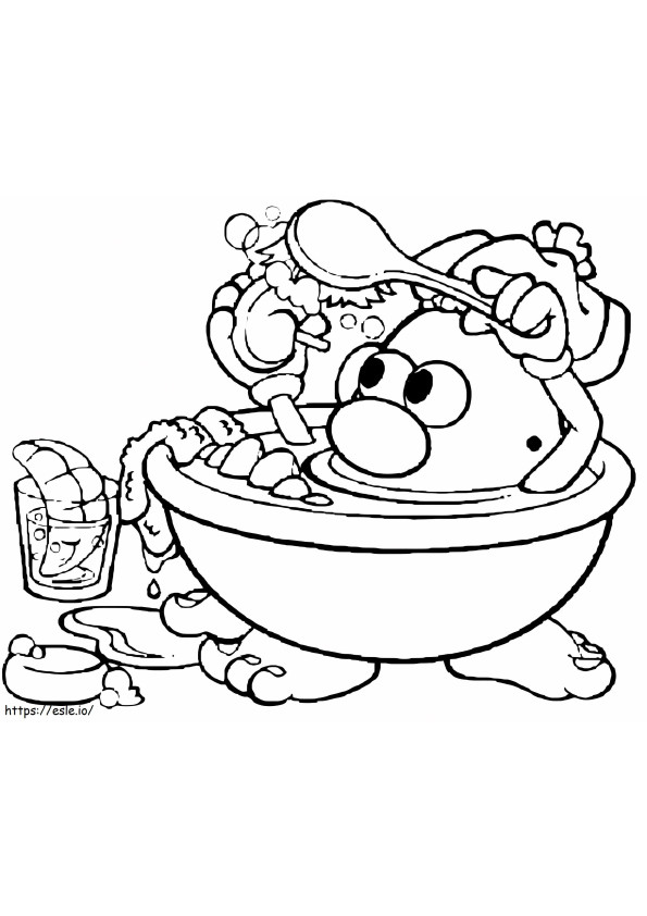 Sr. Potato Head en el baño para colorear