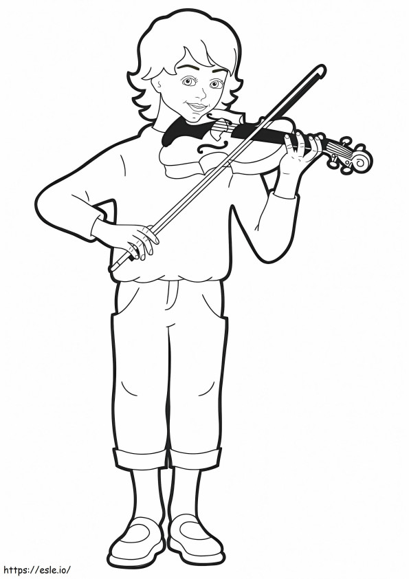 Pieni tyttö soittaa viulua värityskuva
