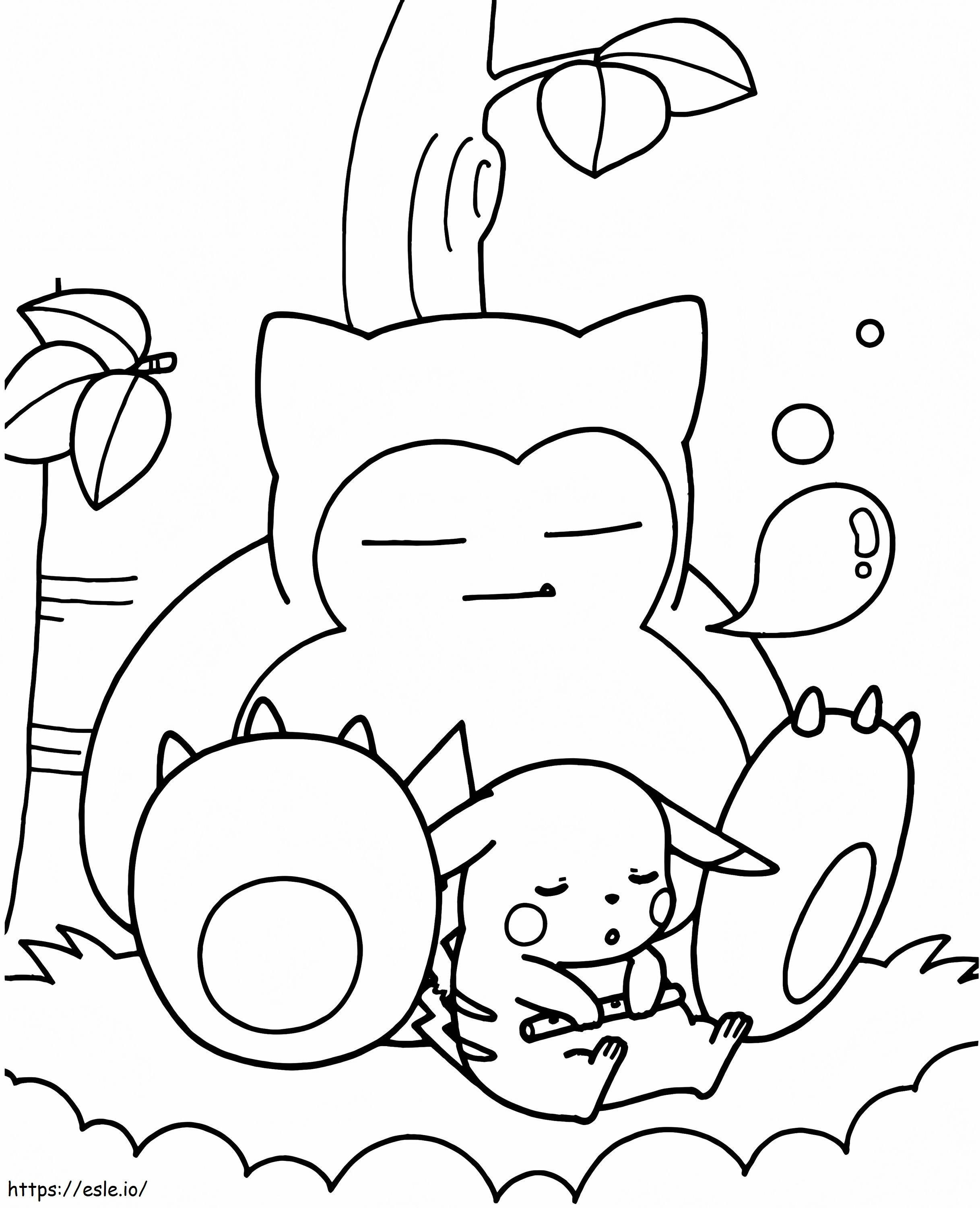 Pikachu And Snorlax coloring page