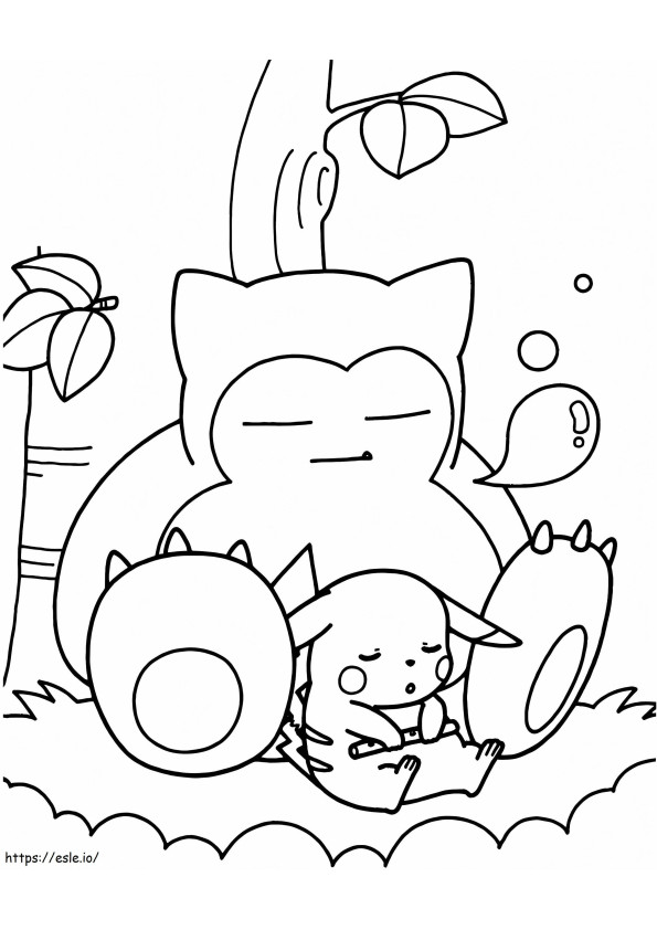 Pikachu e Snorlax para colorir
