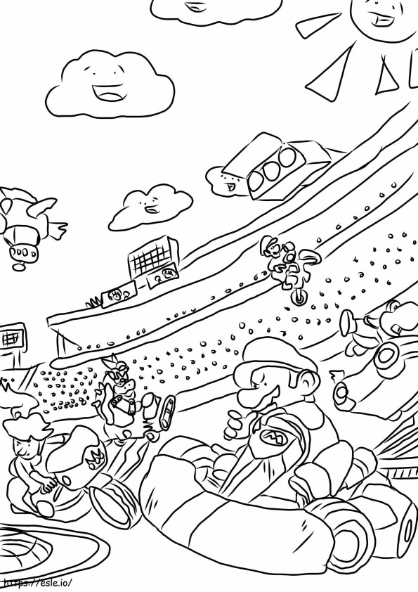 Coloriage Jeu de course Super Mario à imprimer dessin