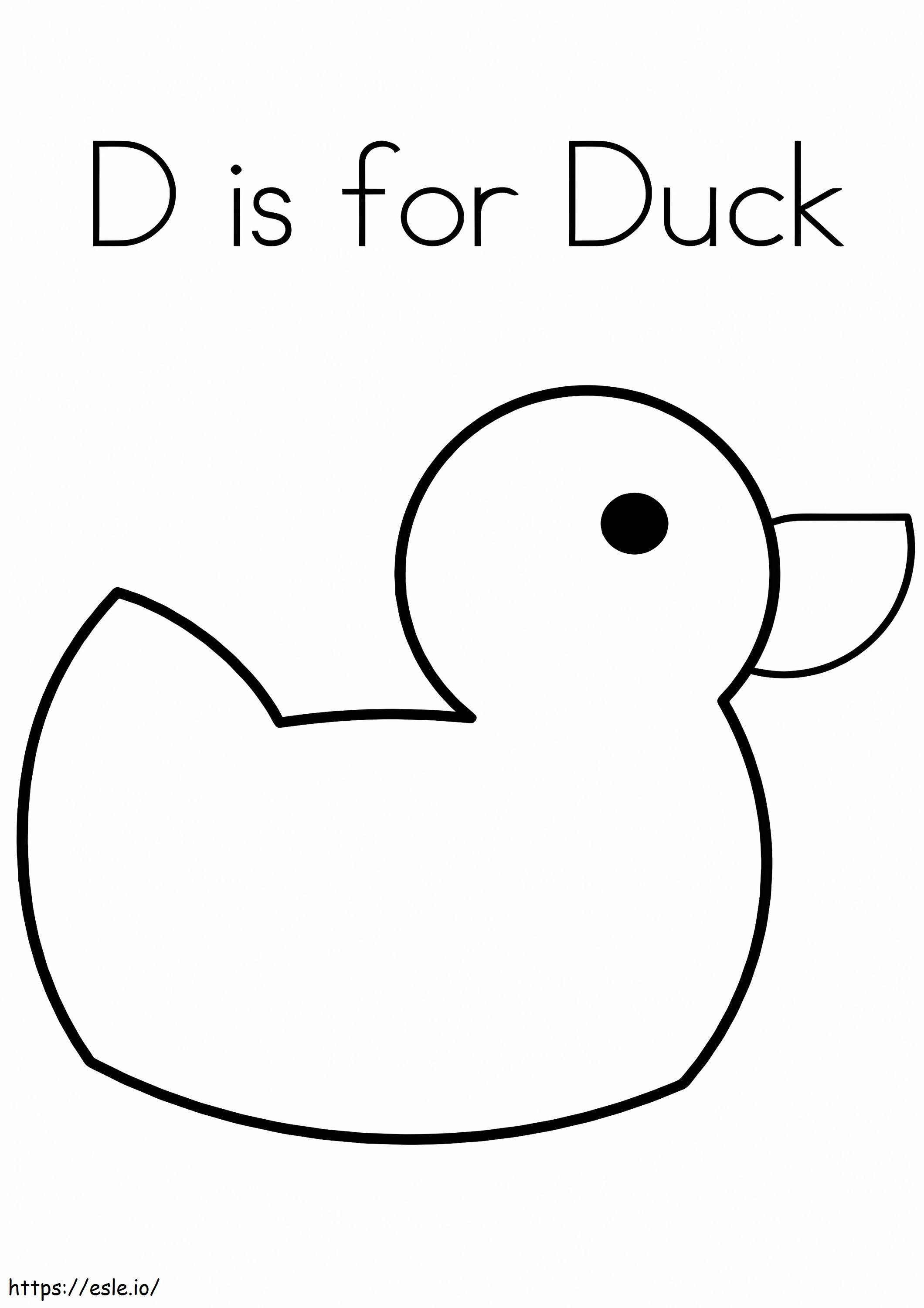 Coloriage D est pour le canard à imprimer dessin