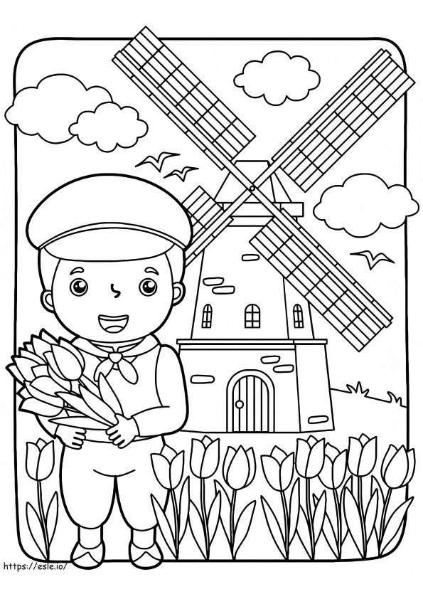 Coloriage Garçon néerlandais à imprimer dessin