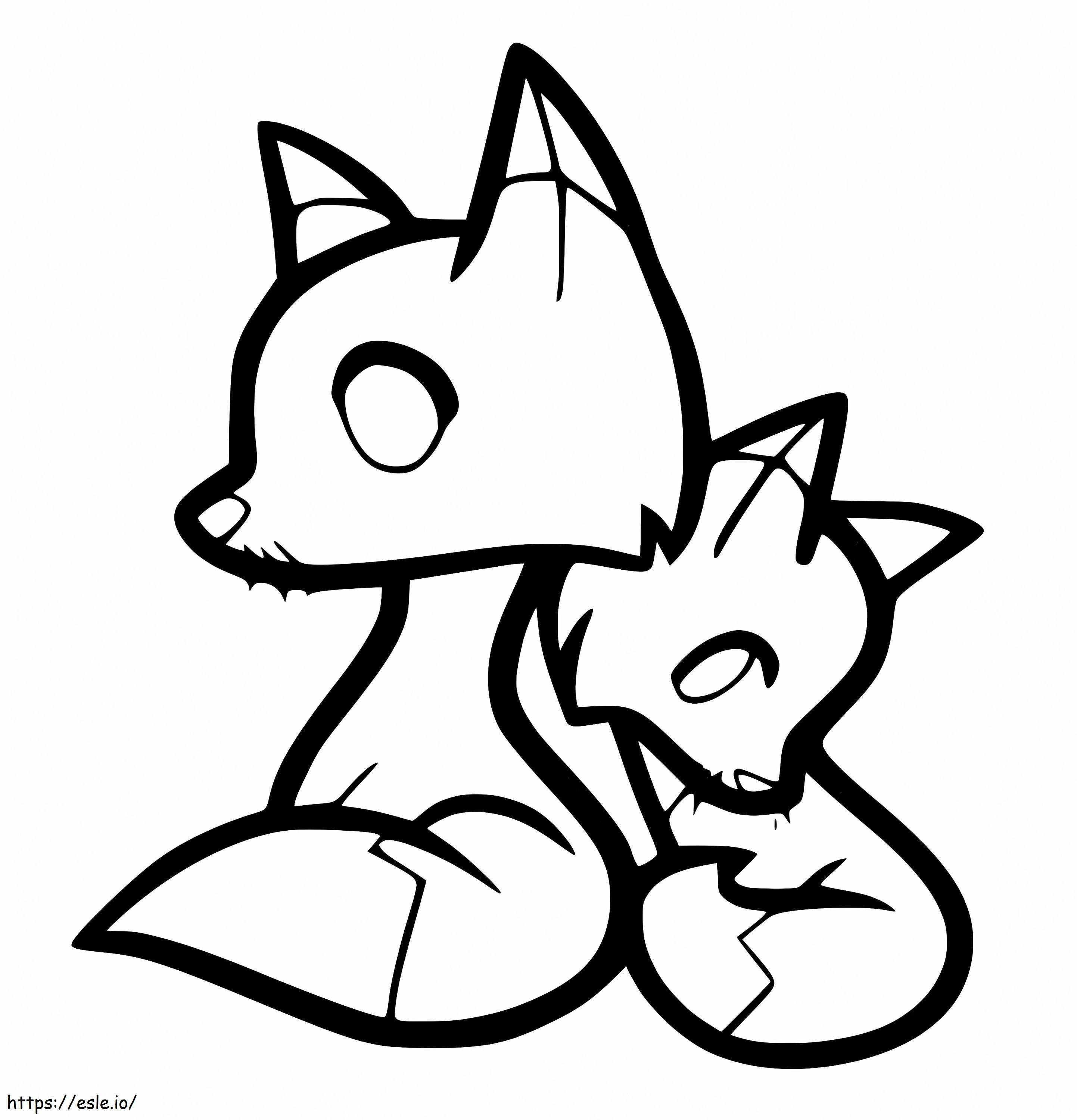 Two Cute Foxes coloring page