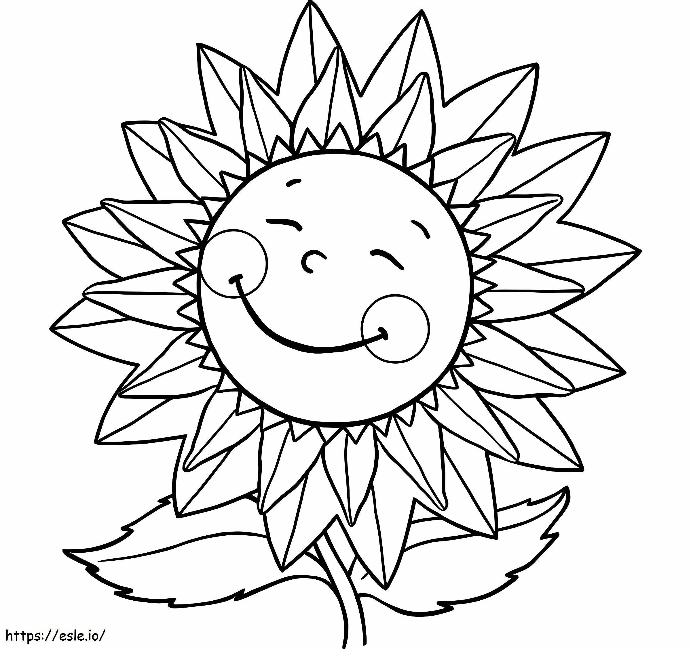 Bunga Matahari yang lucu Gambar Mewarnai
