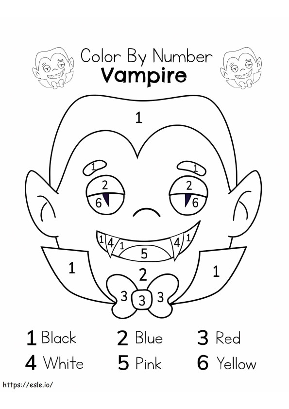 Niedliche Vampirfarbe nach Zahlen ausmalbilder