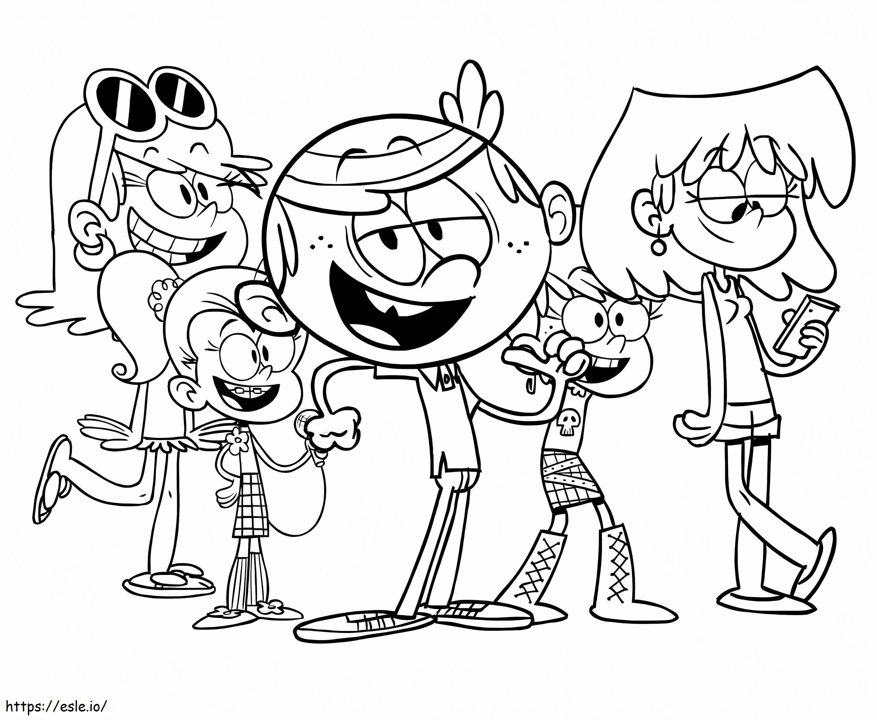 The Characters Of The Noisy House coloring page